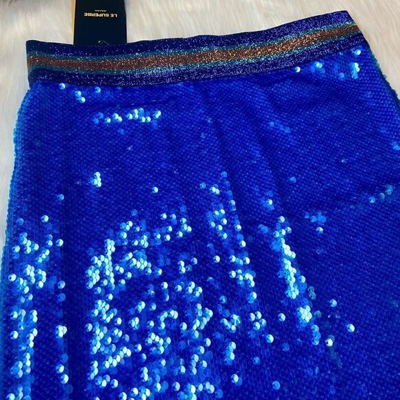 NWT Le Superbe Liza Skirt in Blue Sequin Shine - Picture 9 of 11